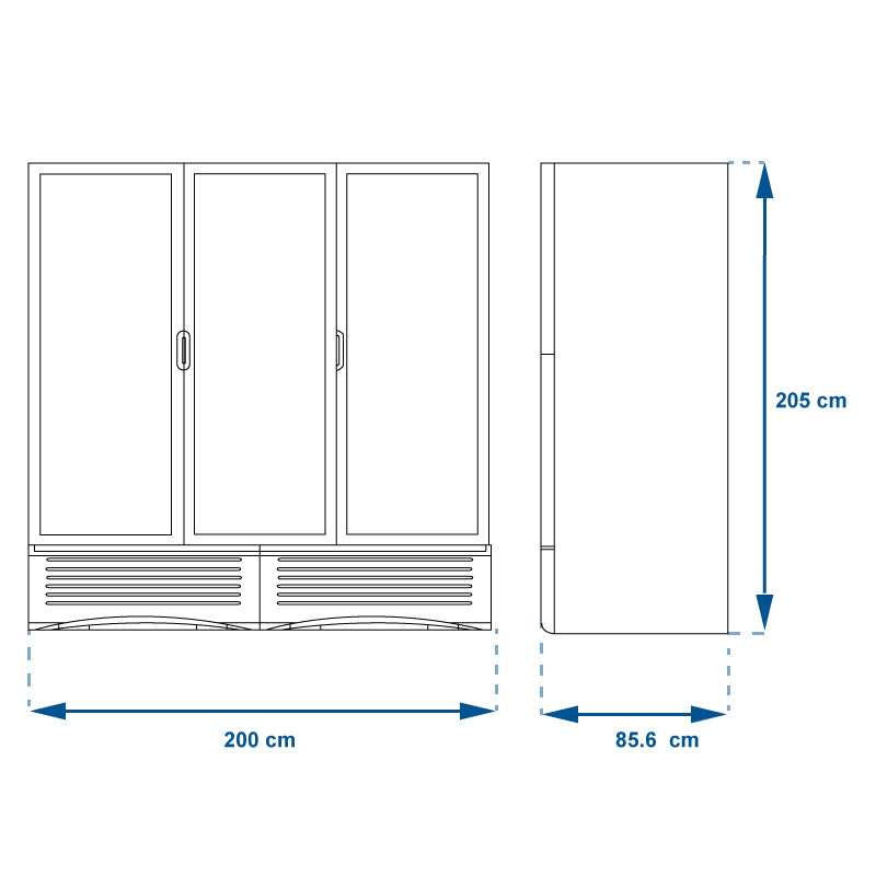 REFRIGERADOR VERTICAL TORREY 3 PUERTAS G372 BLANCO.