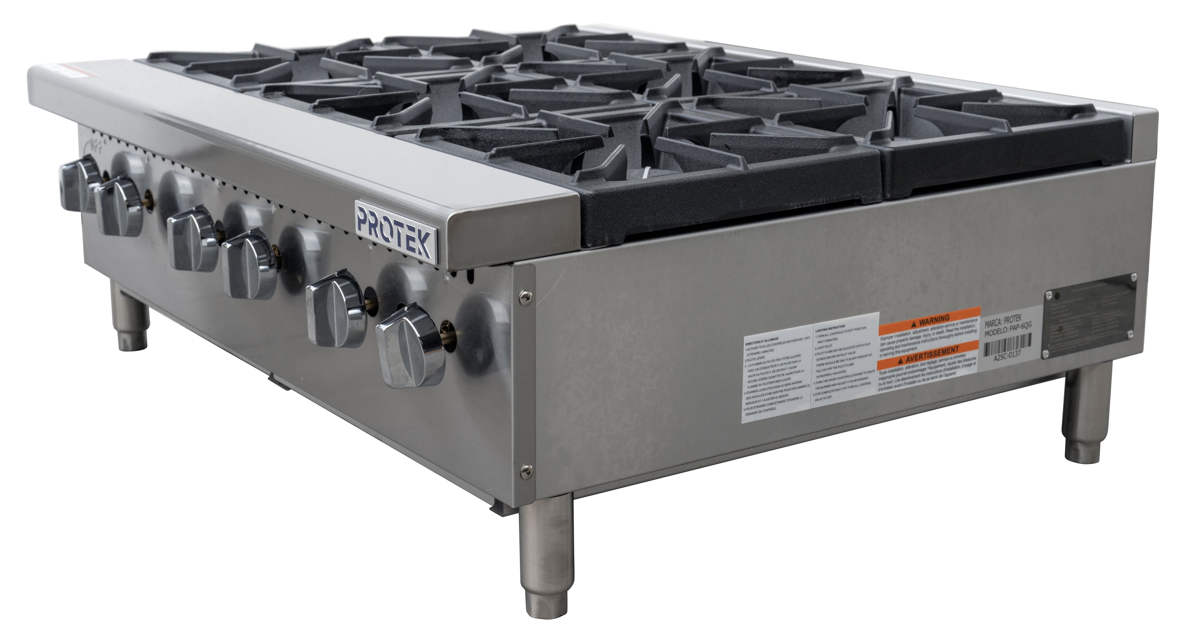 PARRILLA A GAS PROTEK PAP-6QGC 6 QUEMADORES