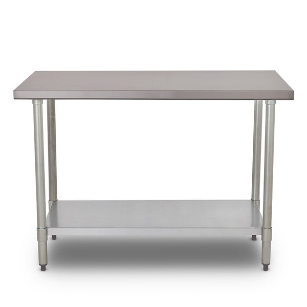 MESA DE ACERO INOXIDABLE 1.20x0.60x0.87 CON ENTREPAÑO