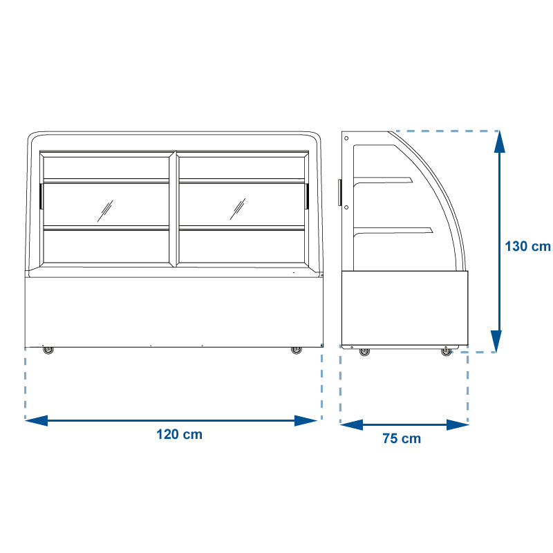VITRINA REFRIGERADA TORREY FULL GLASS 120 CURVA
