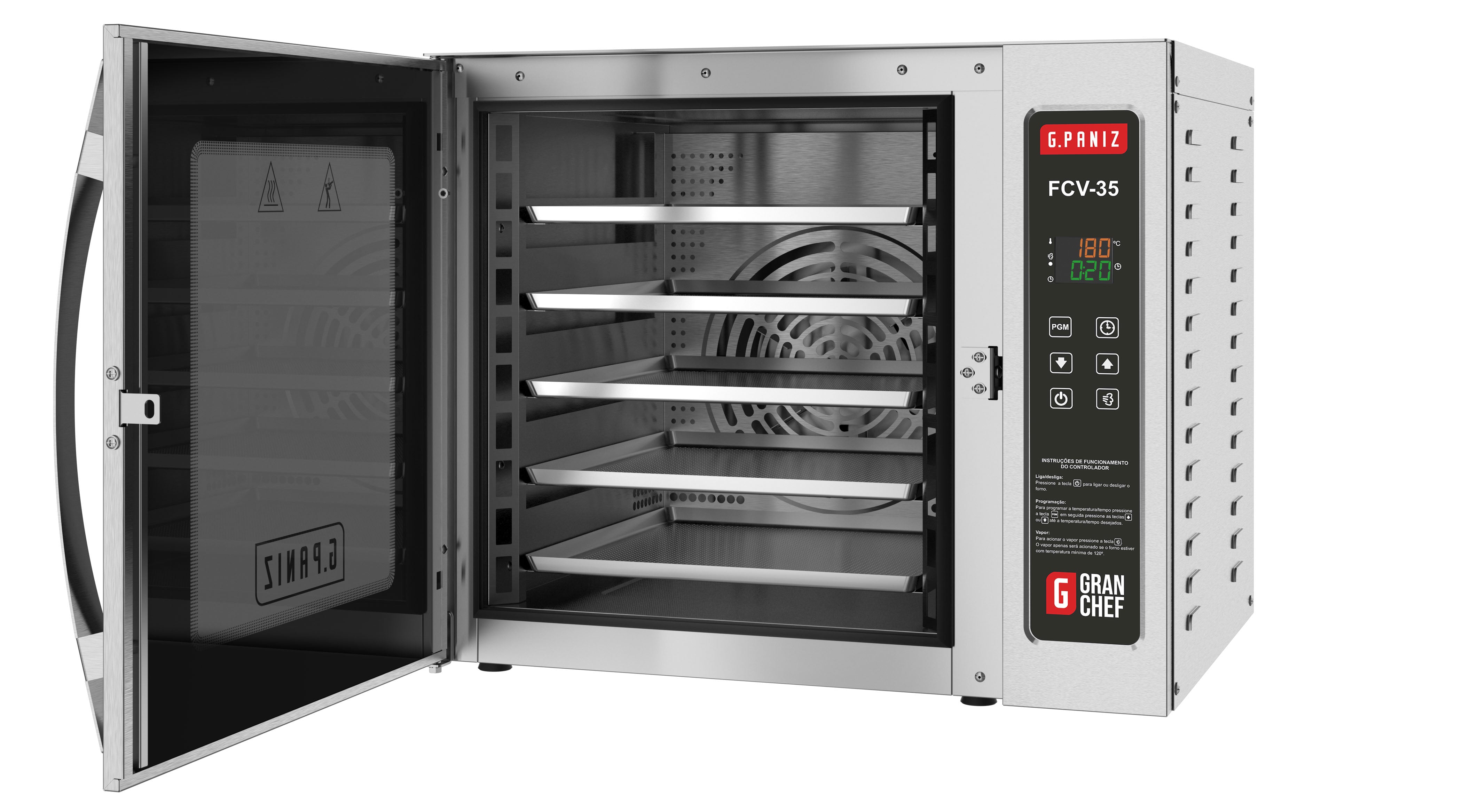 HORNO DE CONVECCION CON VAPOR GPANIZ FCV35 5 CHAROLAS