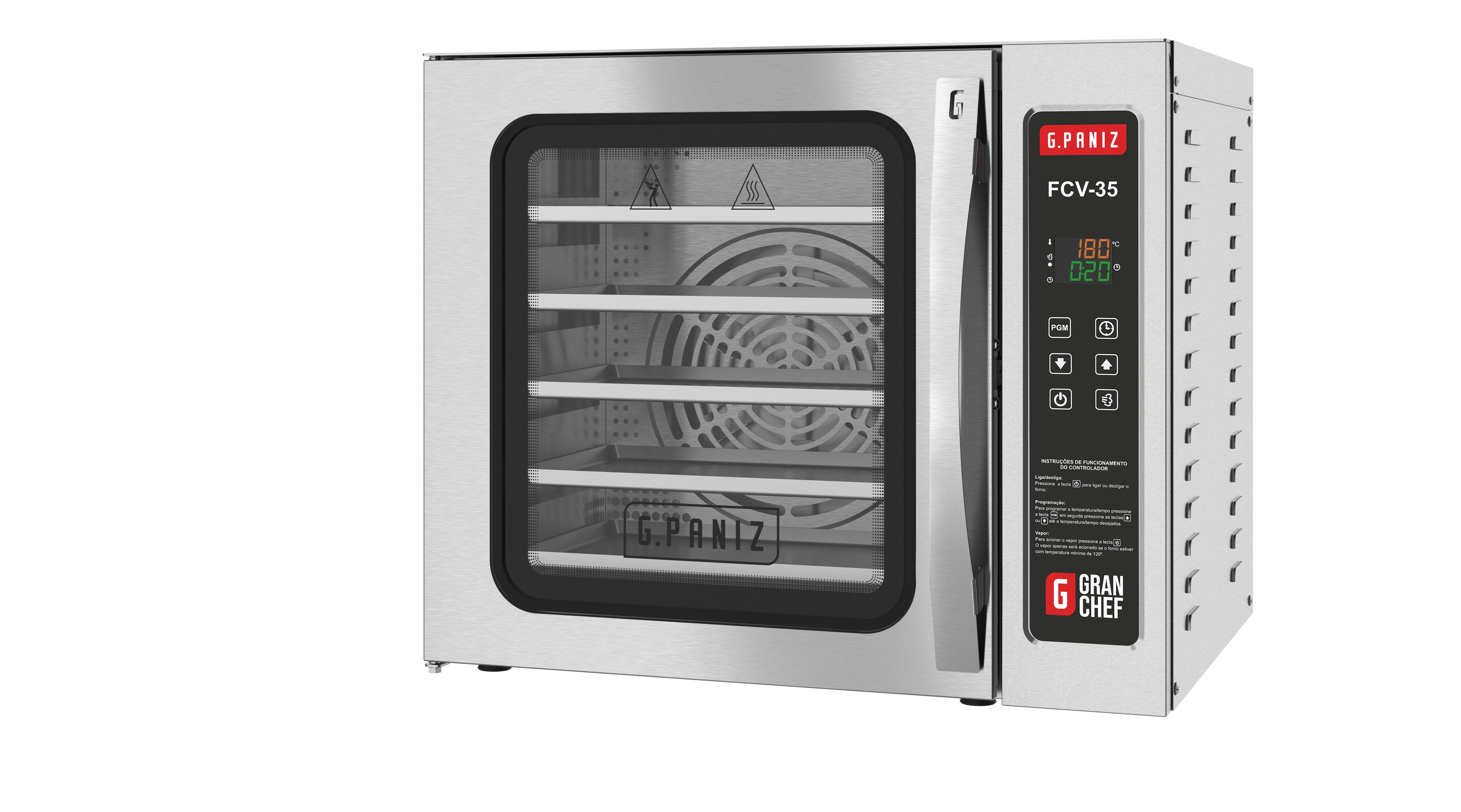 HORNO DE CONVECCION CON VAPOR GPANIZ FCV35 5 CHAROLAS