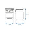 ESTUFA A GAS TORREY 4 QUEMADORES CON HORNO A. INOX 430